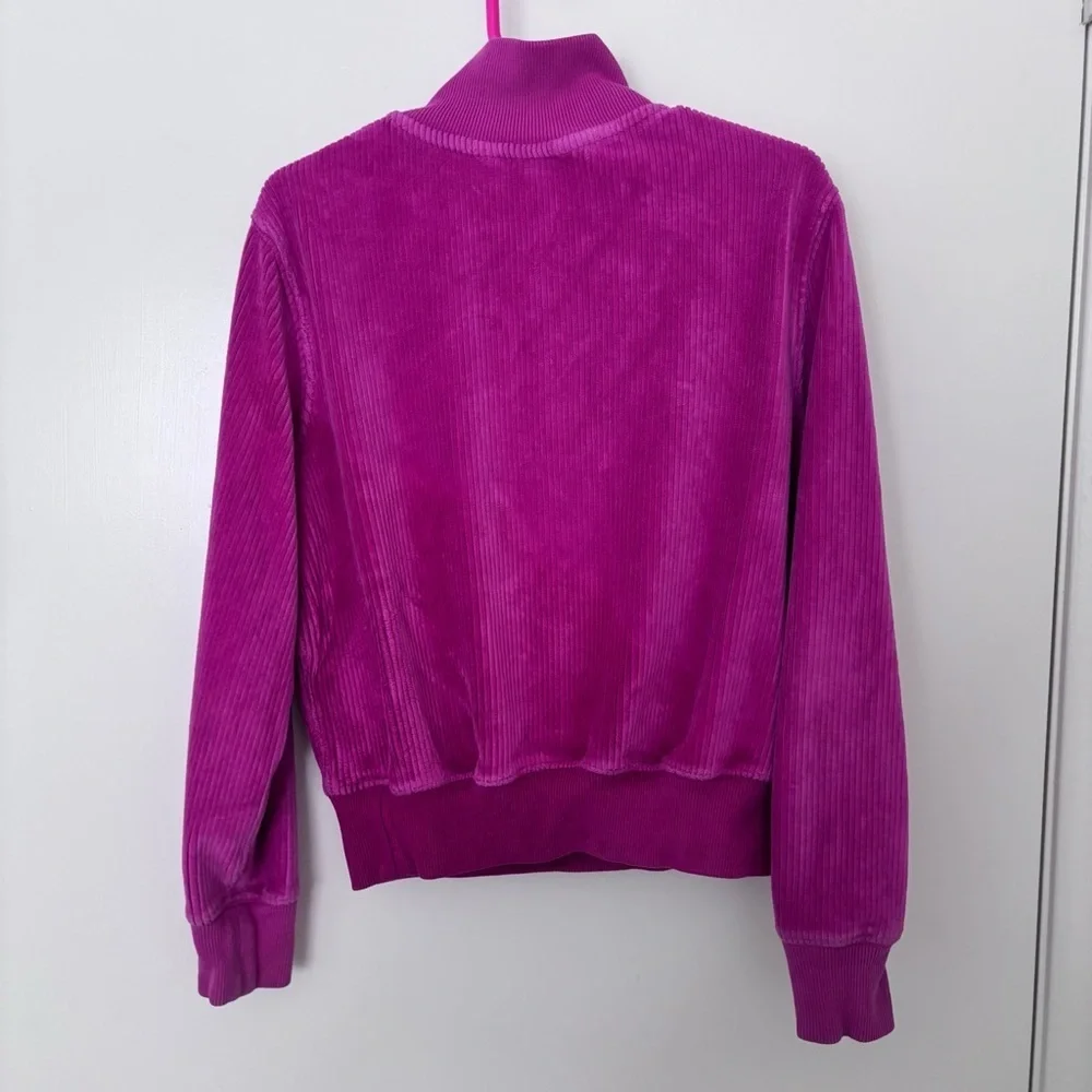 Ralph Lauren Polo girls kids quarter zip Corduroy ribbed Sweatshirt - Magenta